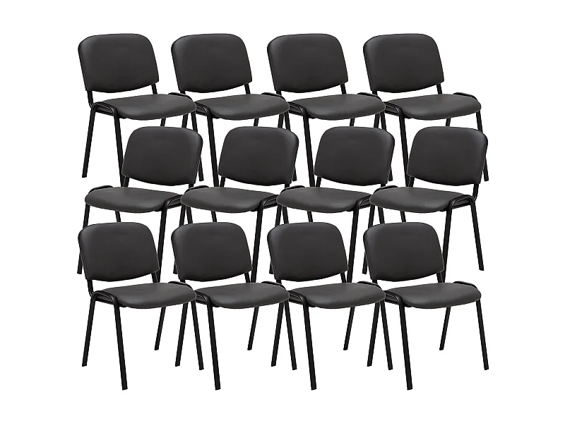 Lot de 12  Chaise de conférence - Similicuir & Nature - Gris - Ken