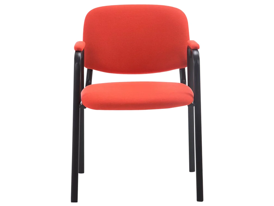 Lot de 4  Chaise de conférence - Tissu & Métal noir mat - Rouge - Ken Pro