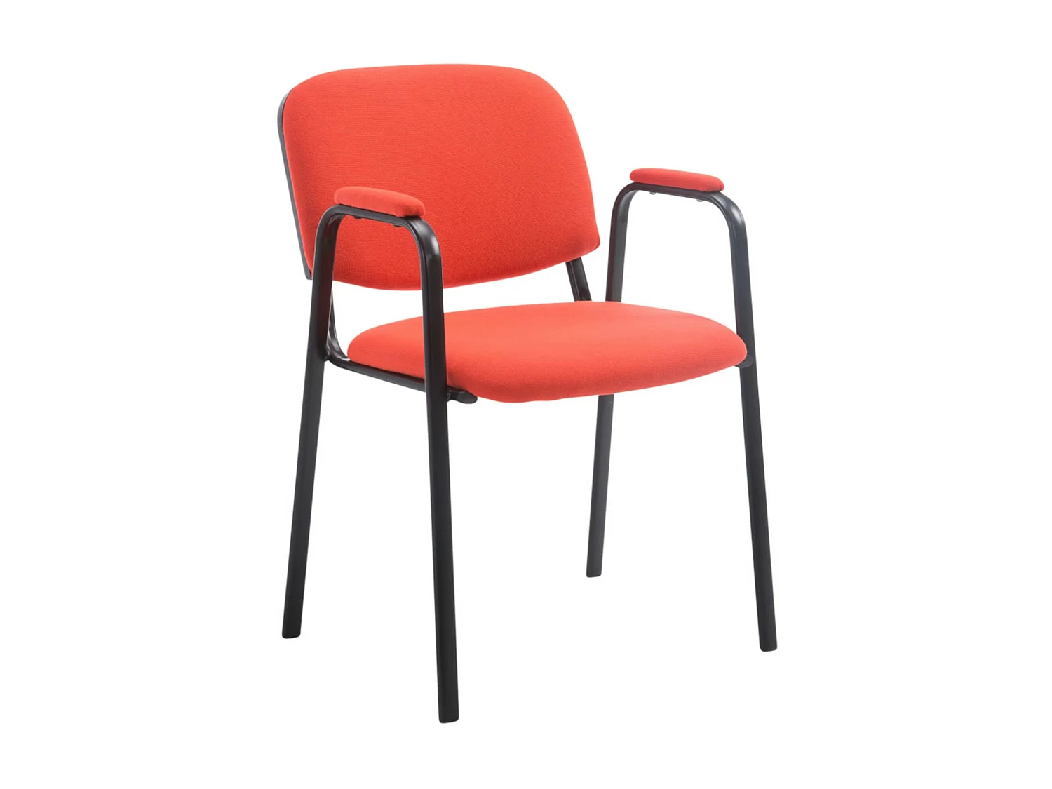 Lot de 4  Chaise de conférence - Tissu & Métal noir mat - Rouge - Ken Pro