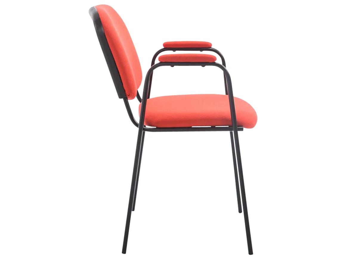 Lot de 4  Chaise de conférence - Tissu & Métal noir mat - Rouge - Ken Pro