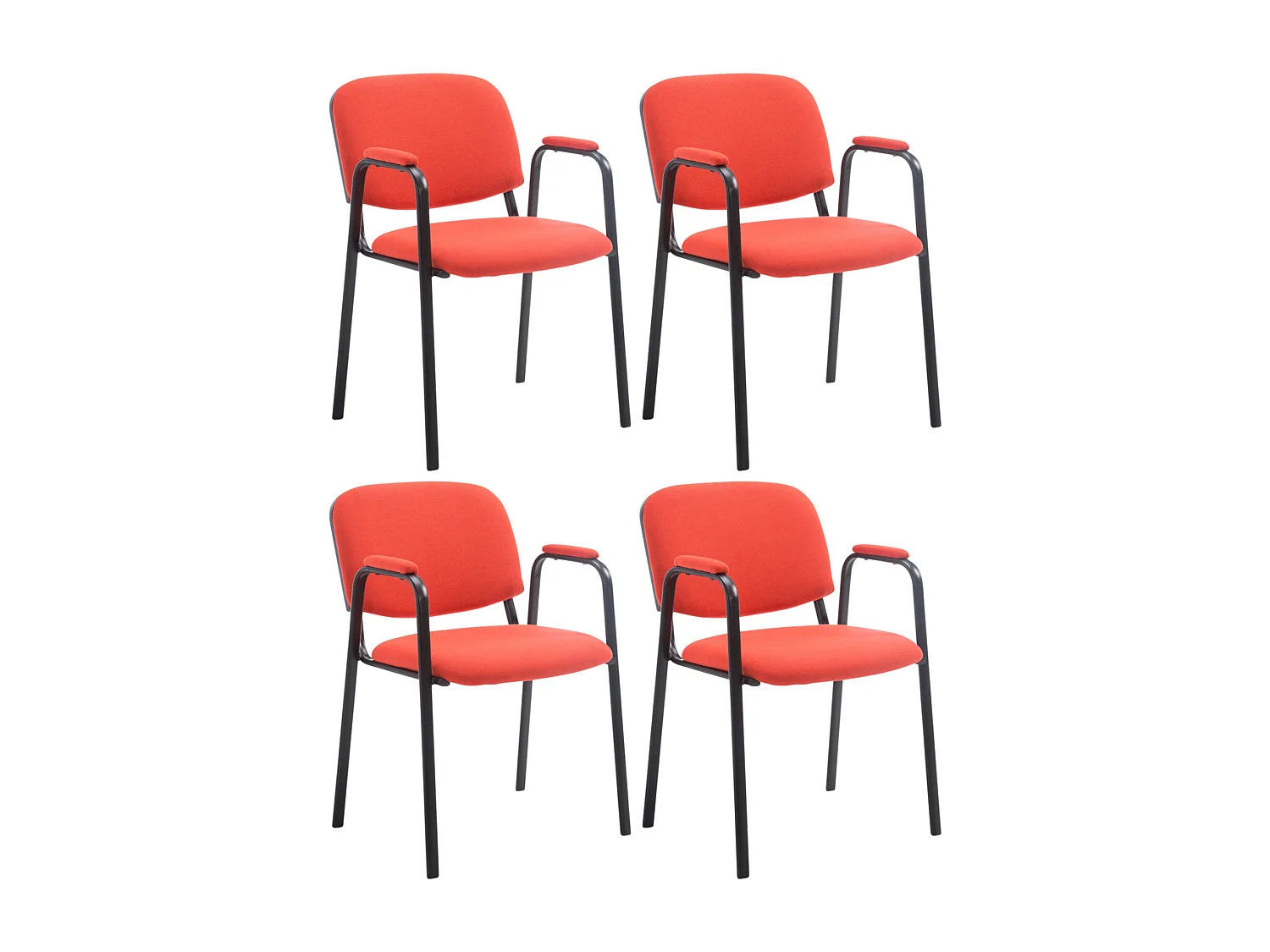 Lot de 4  Chaise de conférence - Tissu - Rouge - Ken Pro