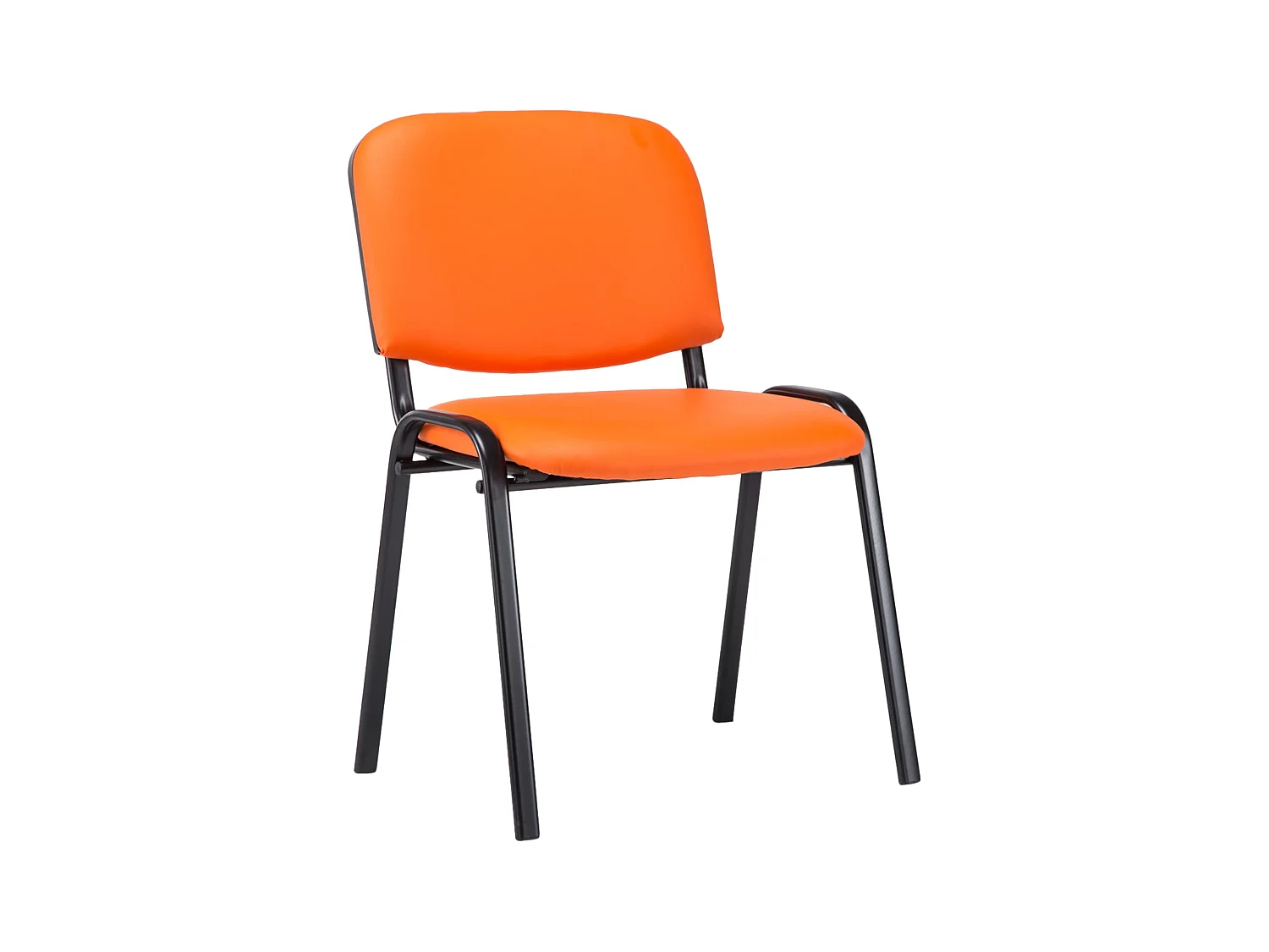 Chaise de salle à manger - Similicuir & Métal noir mat - Orange - Ken
