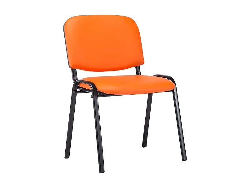 Chaise de salle à manger - Similicuir & Métal noir mat - Orange - Ken
