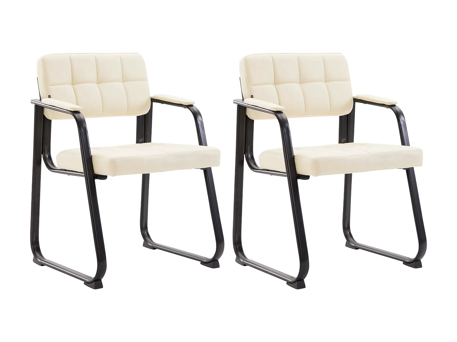 Lot de 2  chaises avec accoudoirs - Similicuir - Crème - Canada B