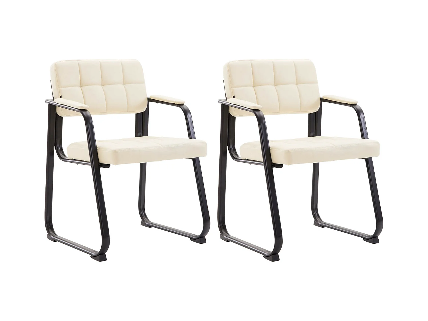 Lot de 2  chaises avec accoudoirs - Similicuir - Crème - Canada B