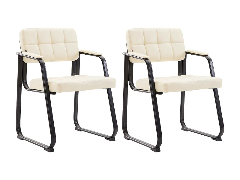 Lot de 2  chaises avec accoudoirs - Similicuir - Crème - Canada B