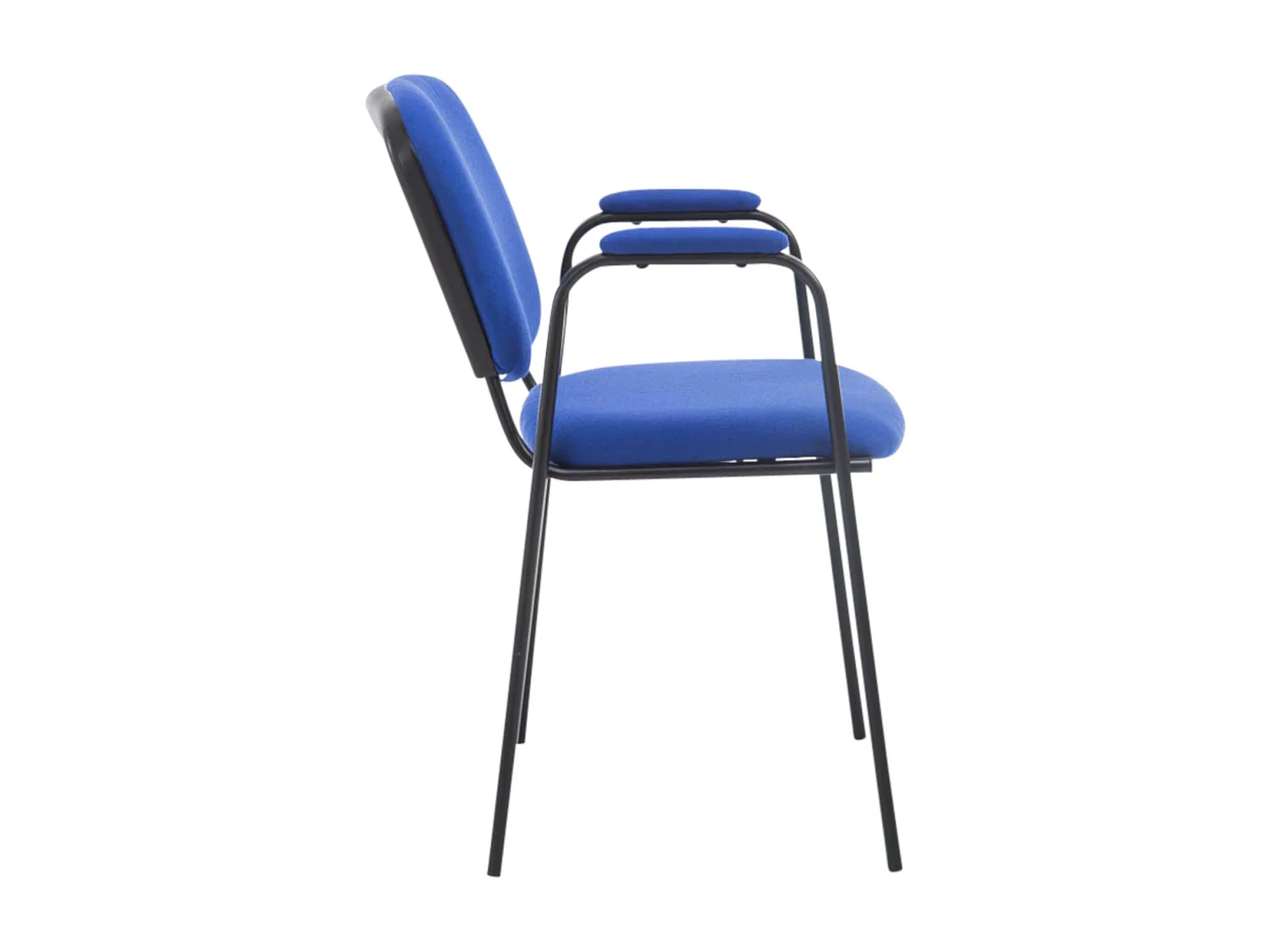 Lot de 4  Chaise de conférence - Tissu & Métal noir mat - Bleu - Ken Pro