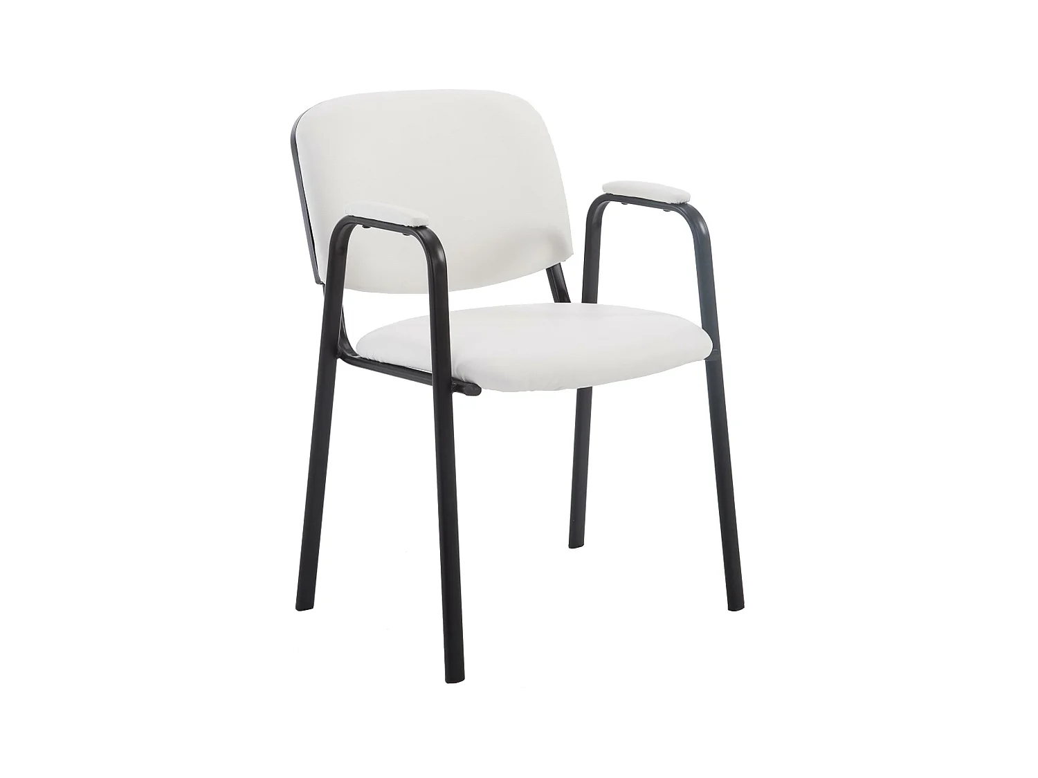 Chaise de conférence - Similicuir & Métal noir mat - Blanc - Ken Pro