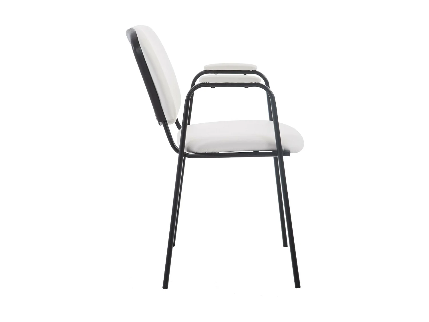 Chaise de conférence - Similicuir & Métal noir mat - Blanc - Ken Pro