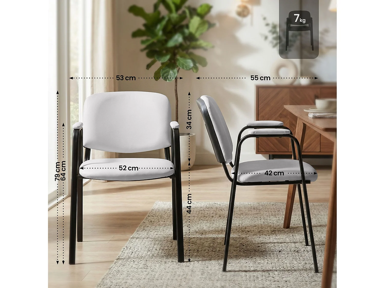 Chaise de conférence - Similicuir & Blanc - Blanc - Ken Pro