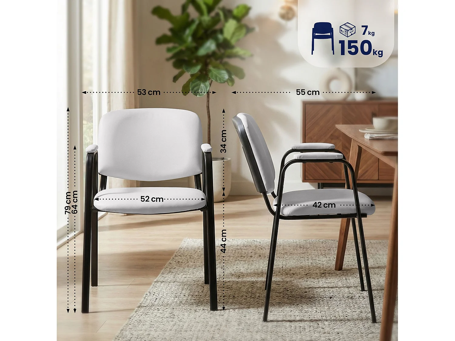 Chaise de conférence - Similicuir & Blanc - Blanc - Ken Pro