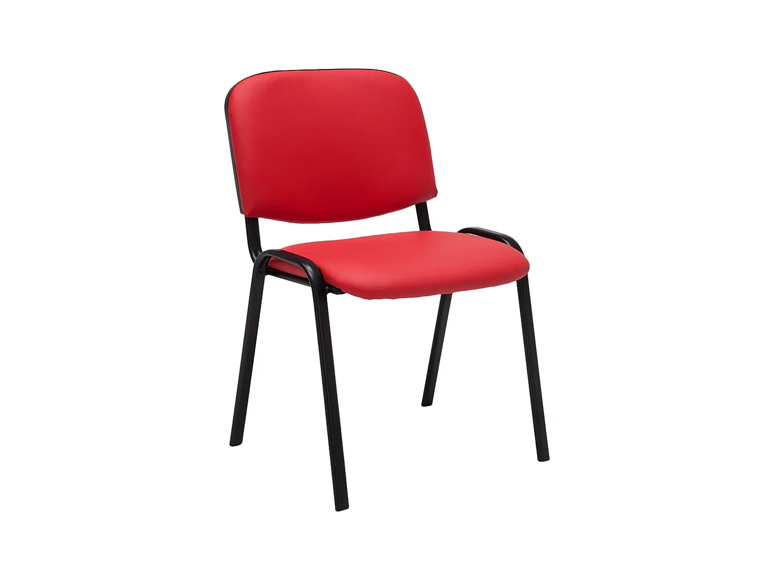 Chaise de salle à manger - Similicuir & Métal noir mat - Rouge - Ken