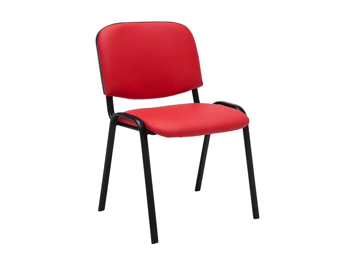 Chaise de salle à manger - Similicuir & Métal noir mat - Rouge - Ken