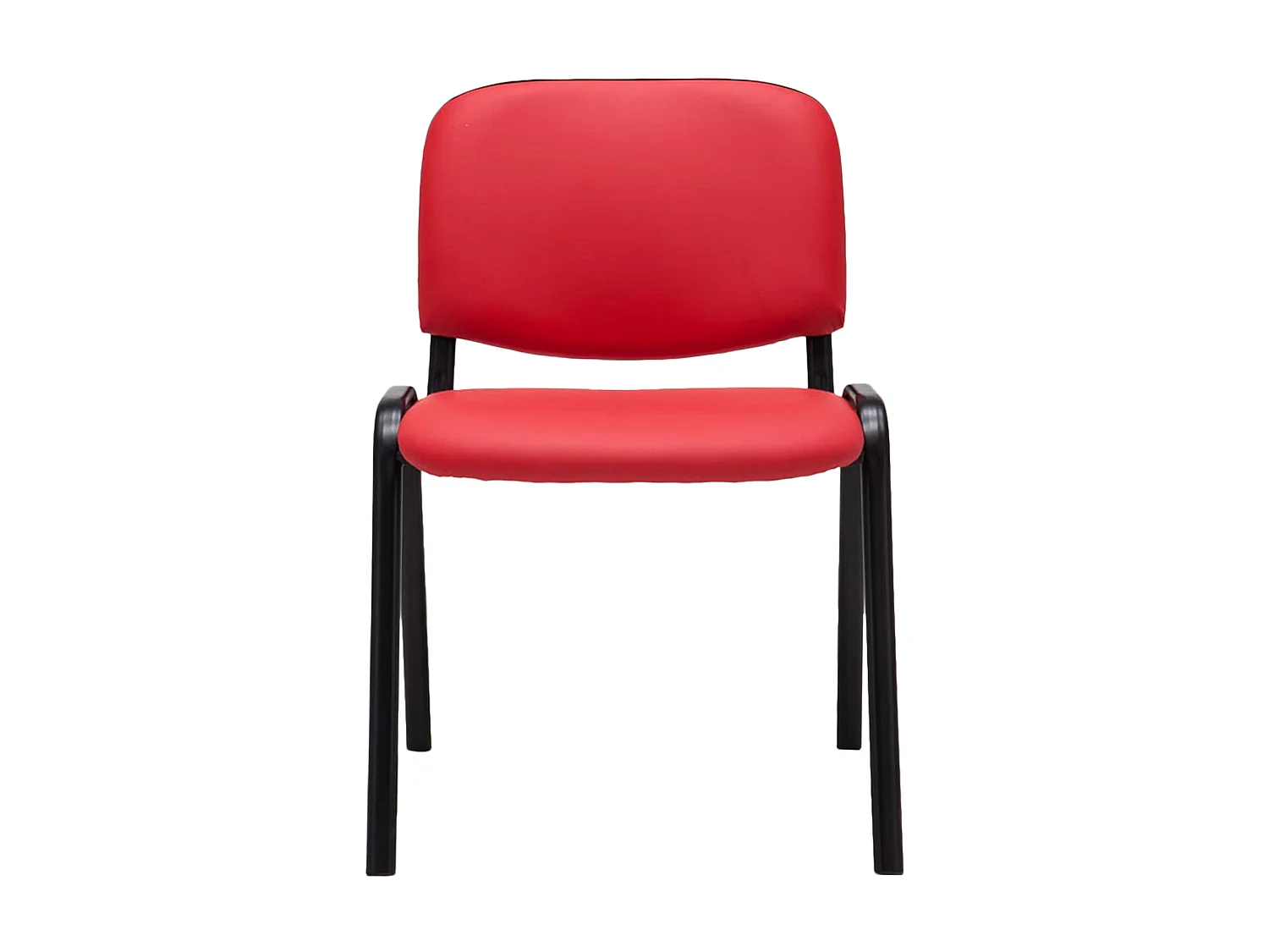 Chaise de salle à manger - Similicuir & Métal noir mat - Rouge - Ken