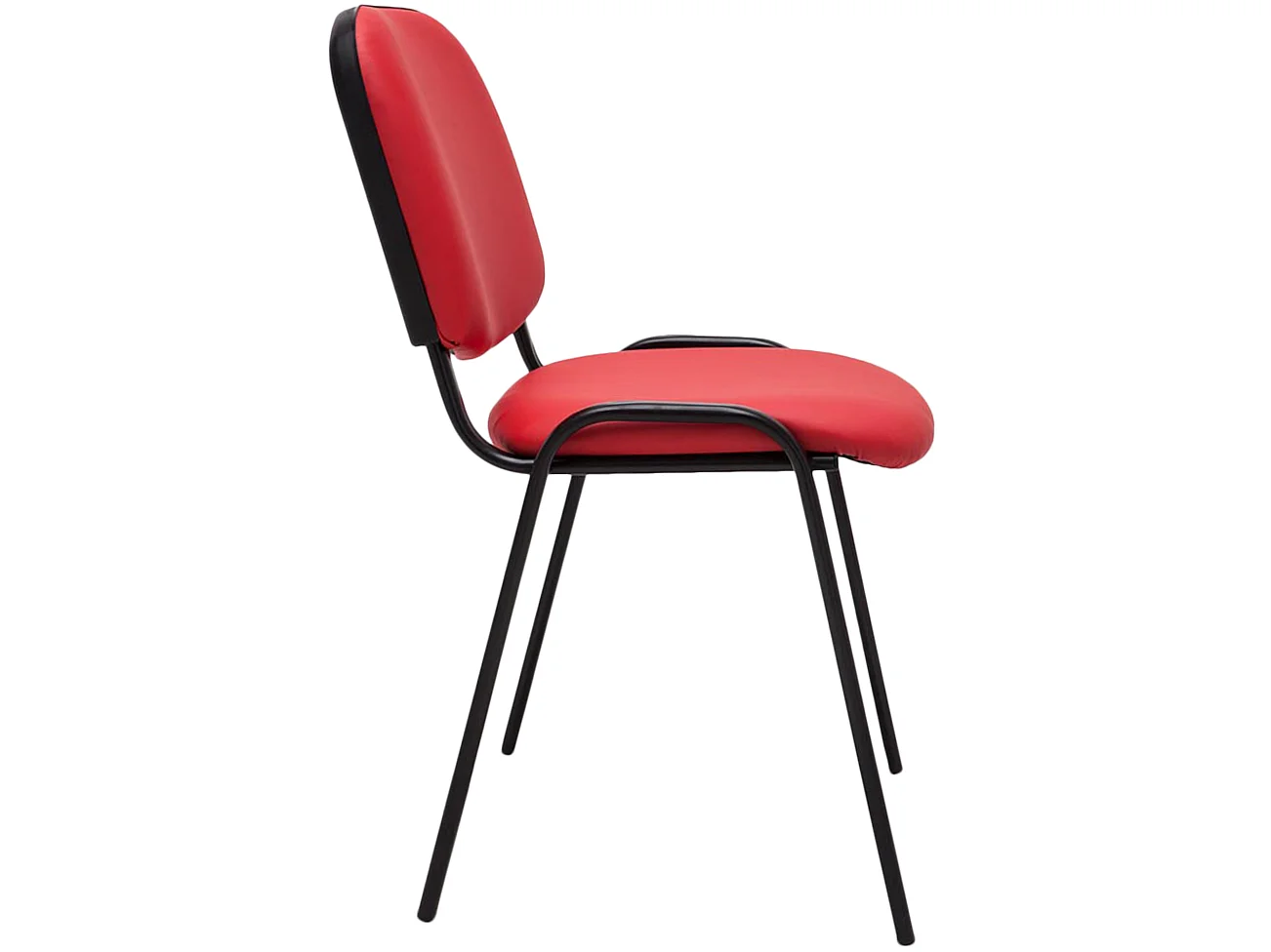Chaise de conférence - Similicuir & Acier inoxydable - Rouge - Ken