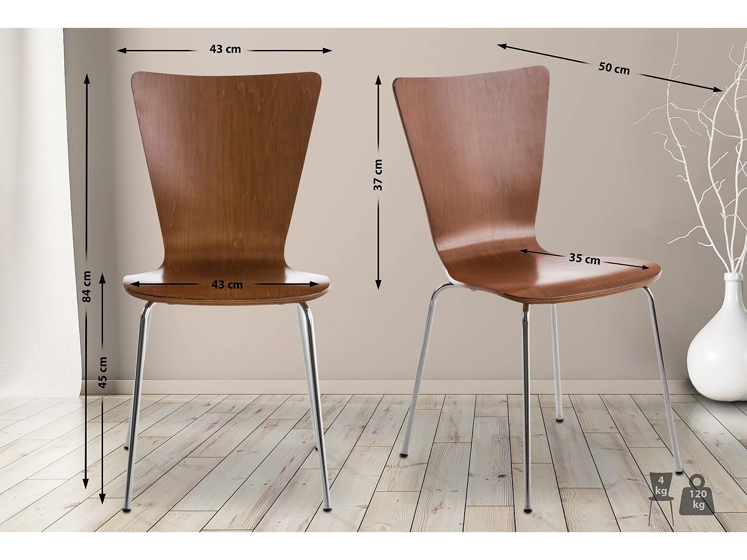 Conferentiestoelen - Hout - bruin - Aaron