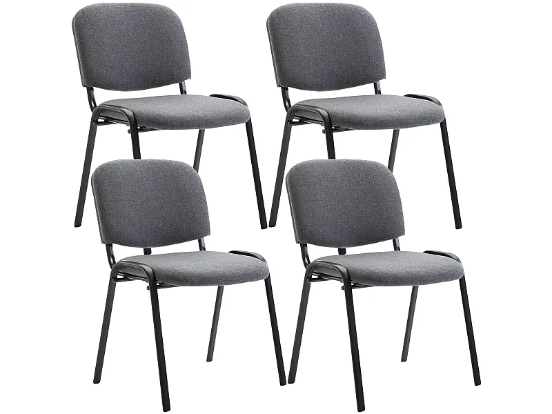 Set van 4 Eetkamerstoelen - Stof & Metaal mat zwart - grijs - Ken