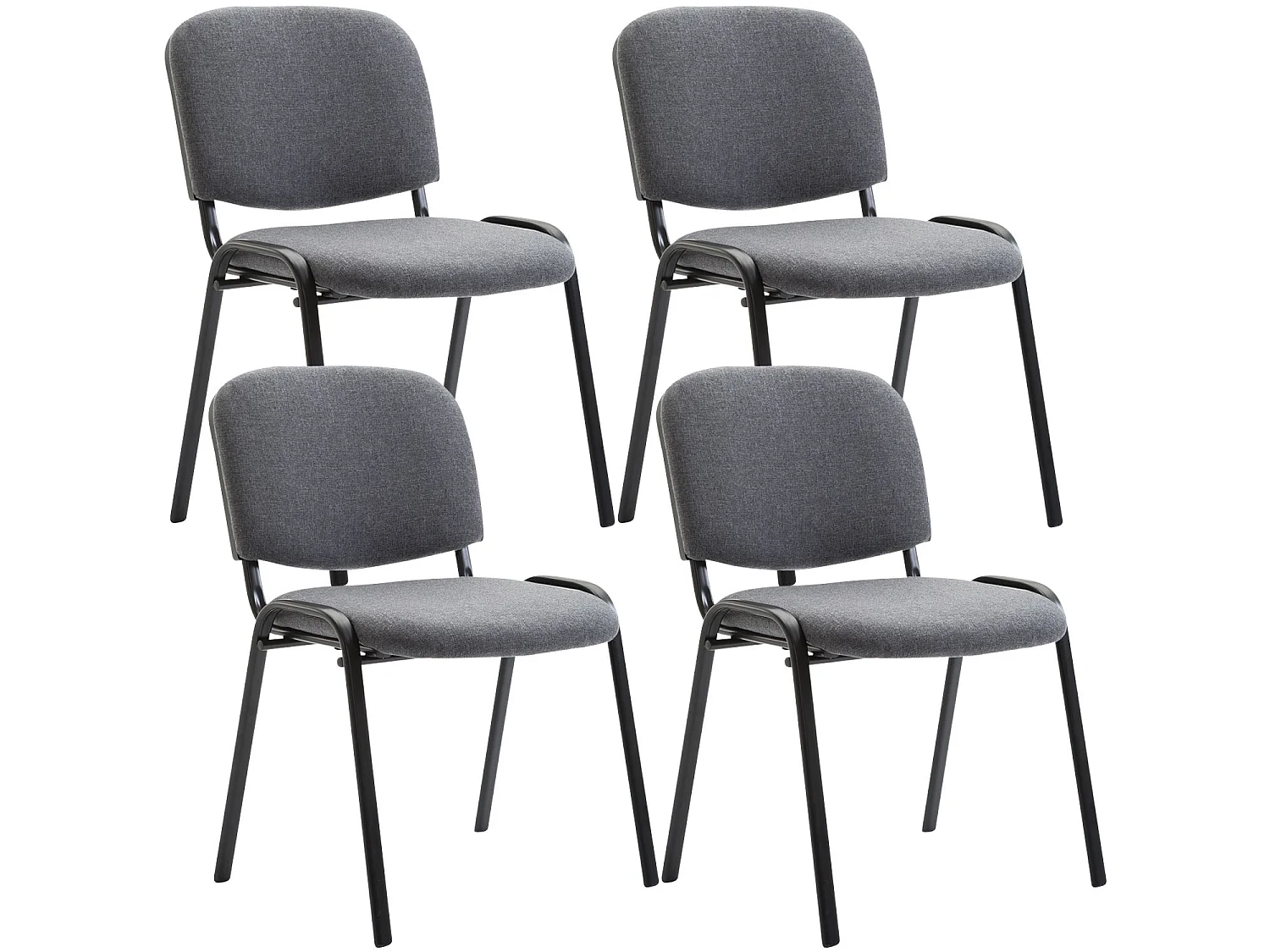 Set van 4 Eetkamerstoelen - Stof & Metaal mat zwart - grijs - Ken
