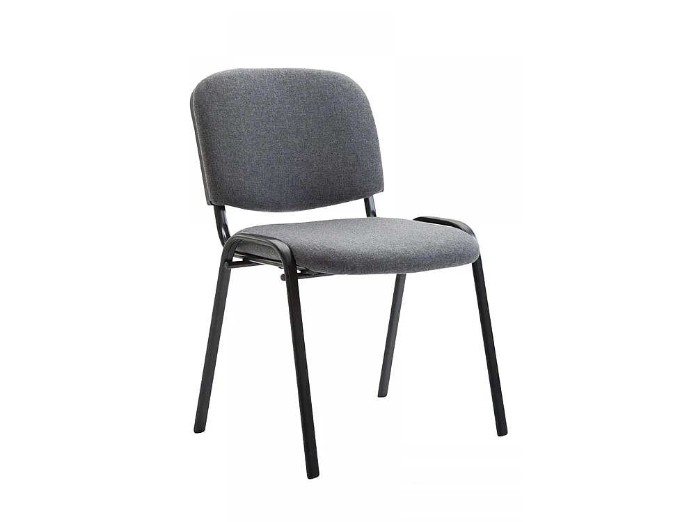 Lot de 4 Chaise de salle à manger - Tissu & Métal noir mat - Gris - Ken