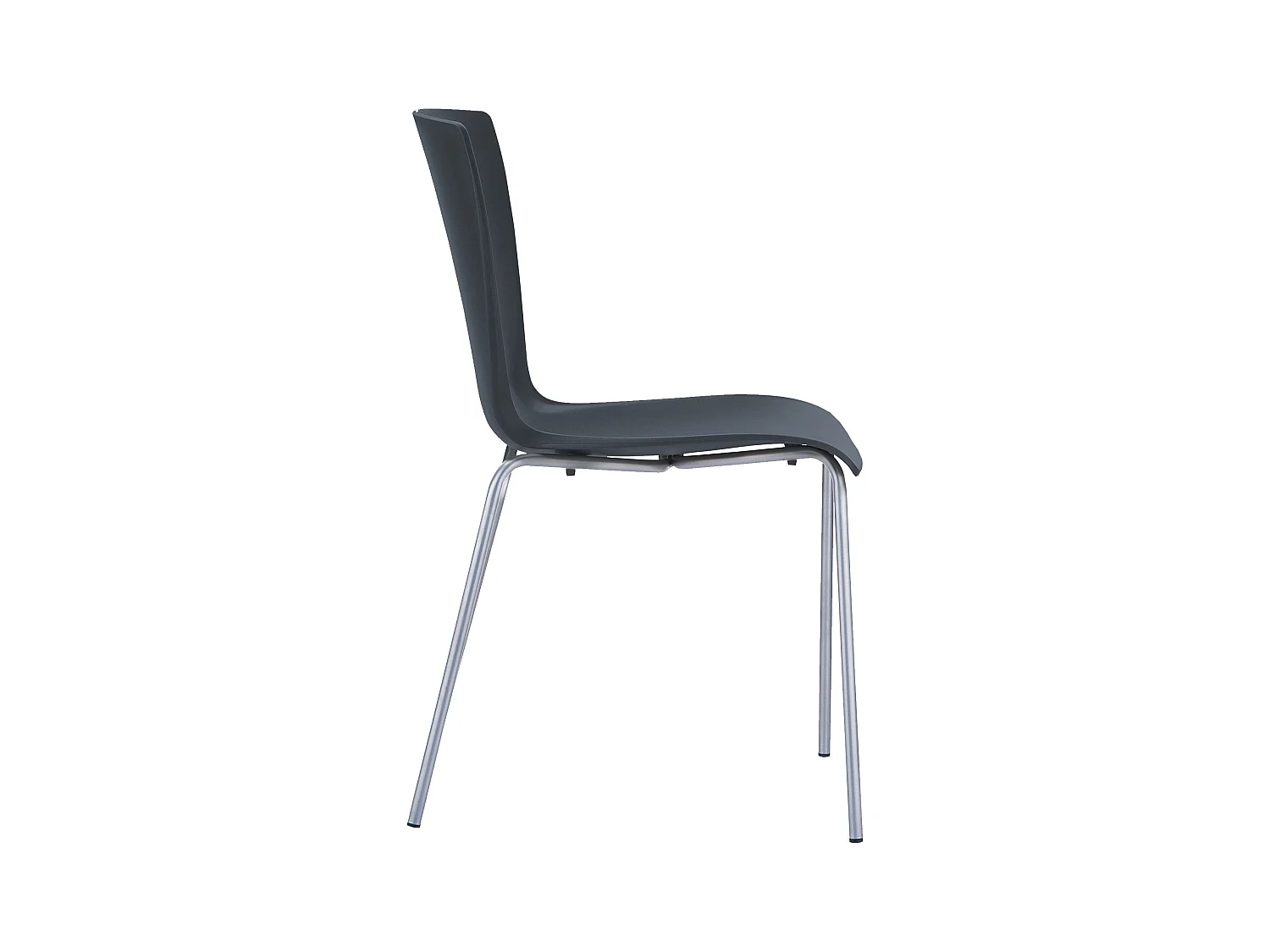 Chaise de conférence - Plastique & Acier inoxydable - Noir - Mio