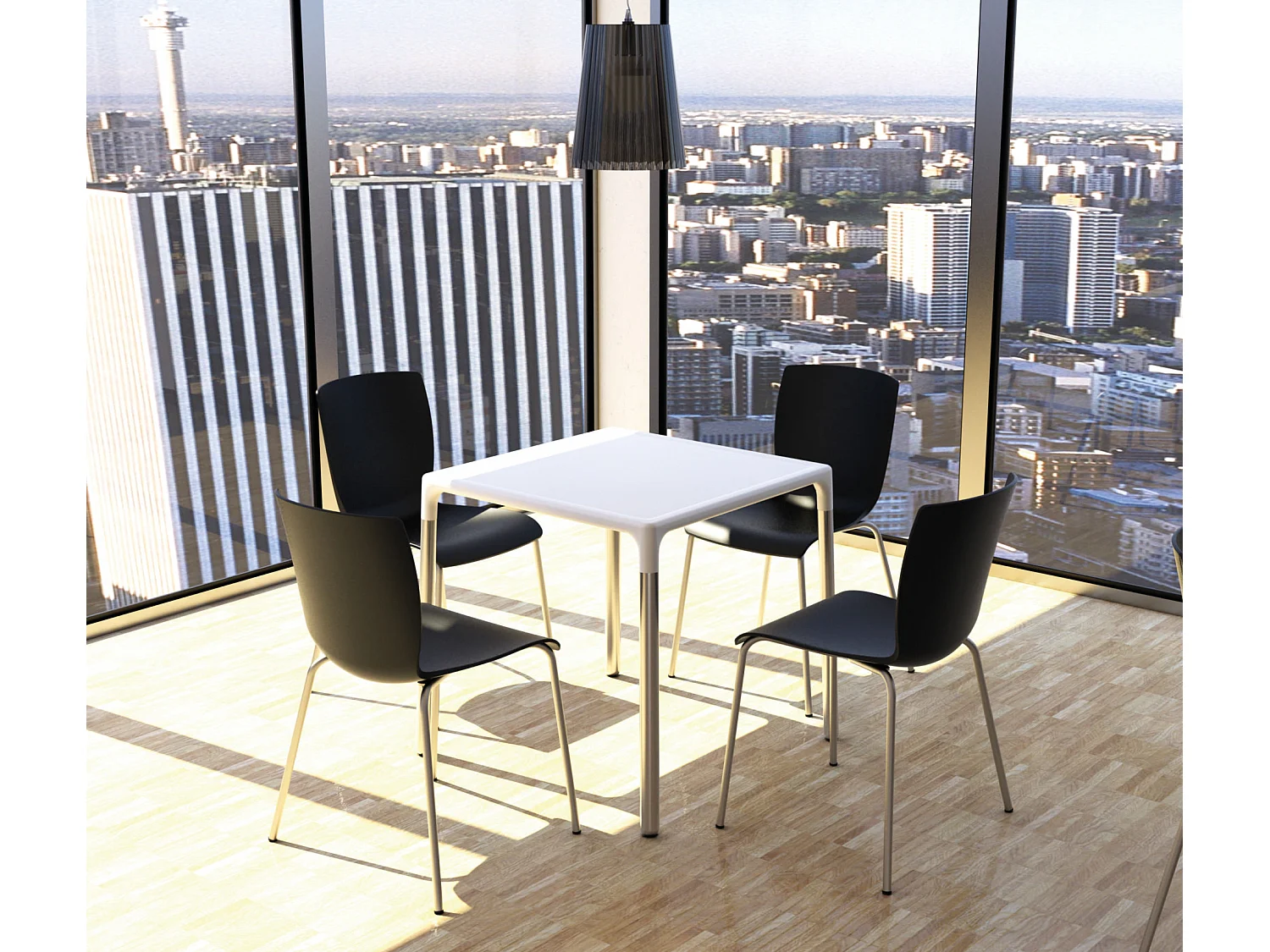 Chaise de conférence - Plastique & Acier inoxydable - Noir - Mio