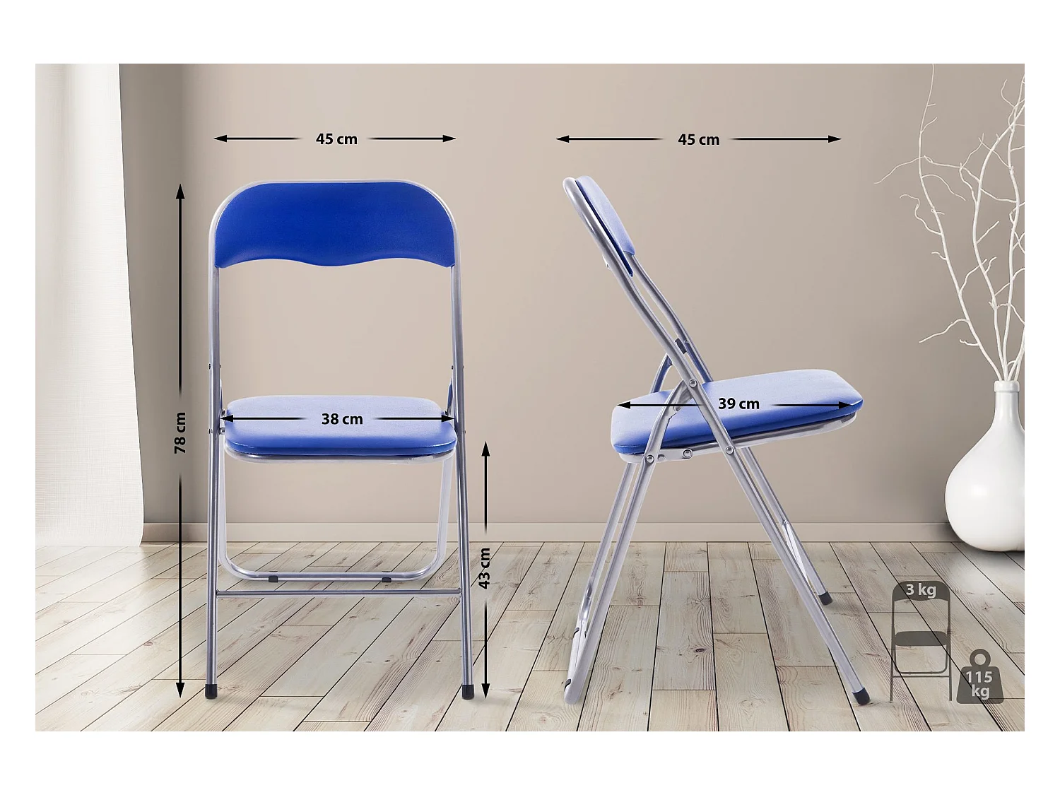 Chaise de conférence - Similicuir & Nature - Bleu / Argent - Felix