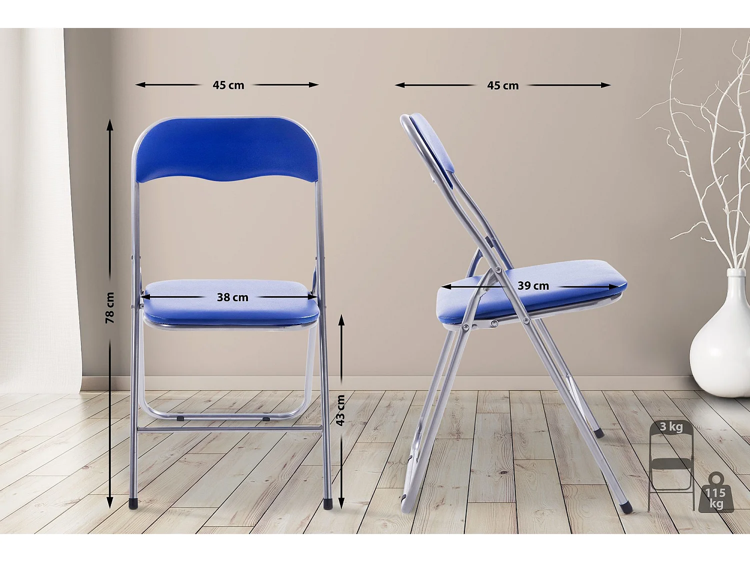 Chaise de conférence - Similicuir & Nature - Bleu / Argent - Felix