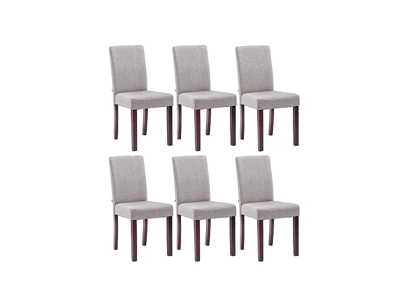 Lot de 6  chaise salle à manger - Tissu & Cappuccino - Gris clair - Ina