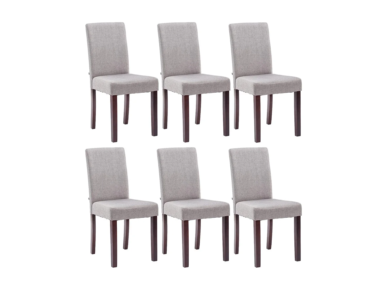 Lot de 6  chaise salle à manger - Tissu & Cappuccino - Gris clair - Ina