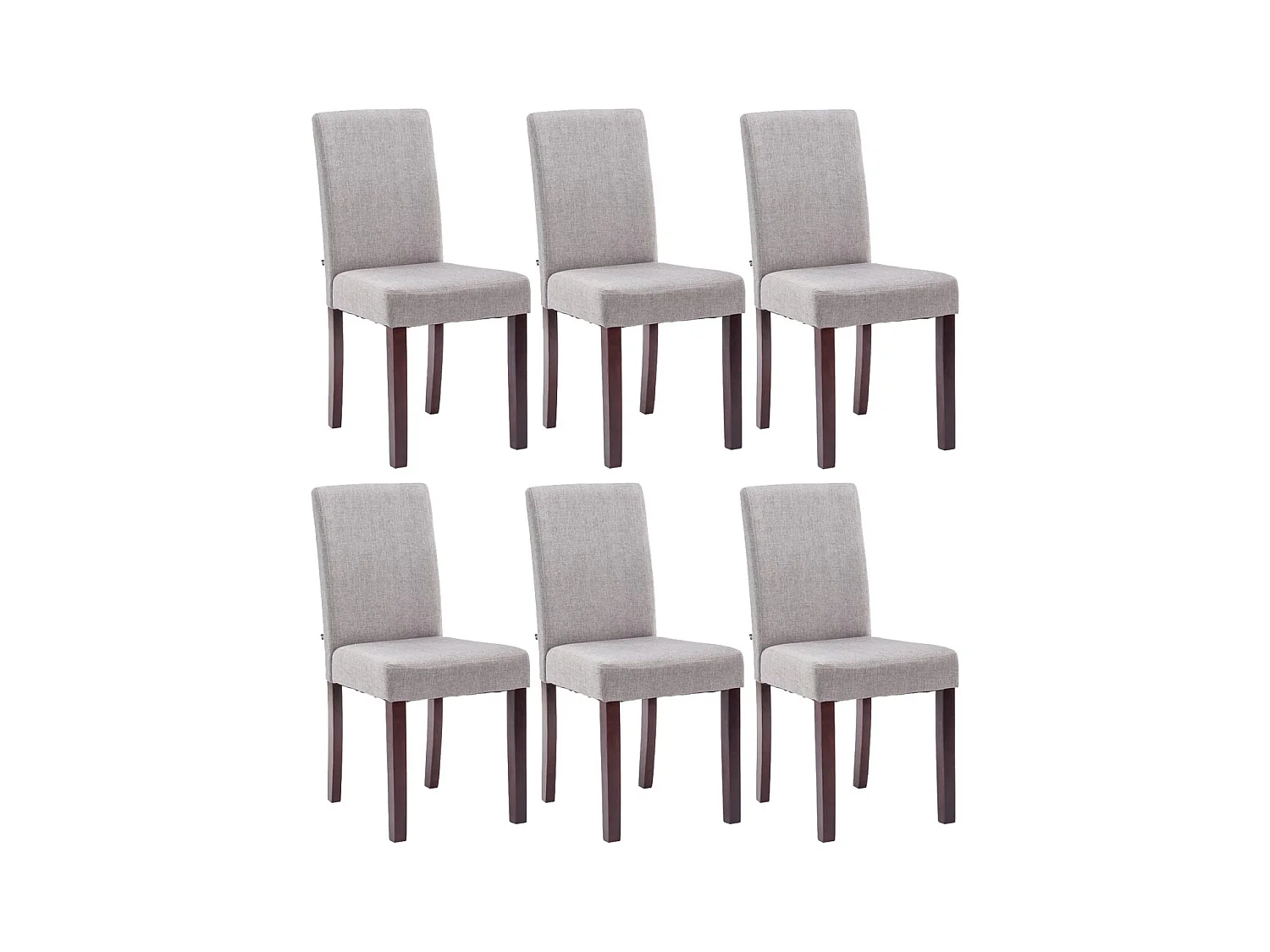 Lot de 6  chaise salle à manger - Tissu & Cappuccino - Gris clair - Ina