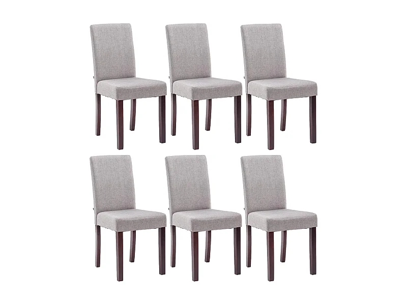 Lot de 6  chaise salle à manger - Tissu & Cappuccino - Gris clair - Ina