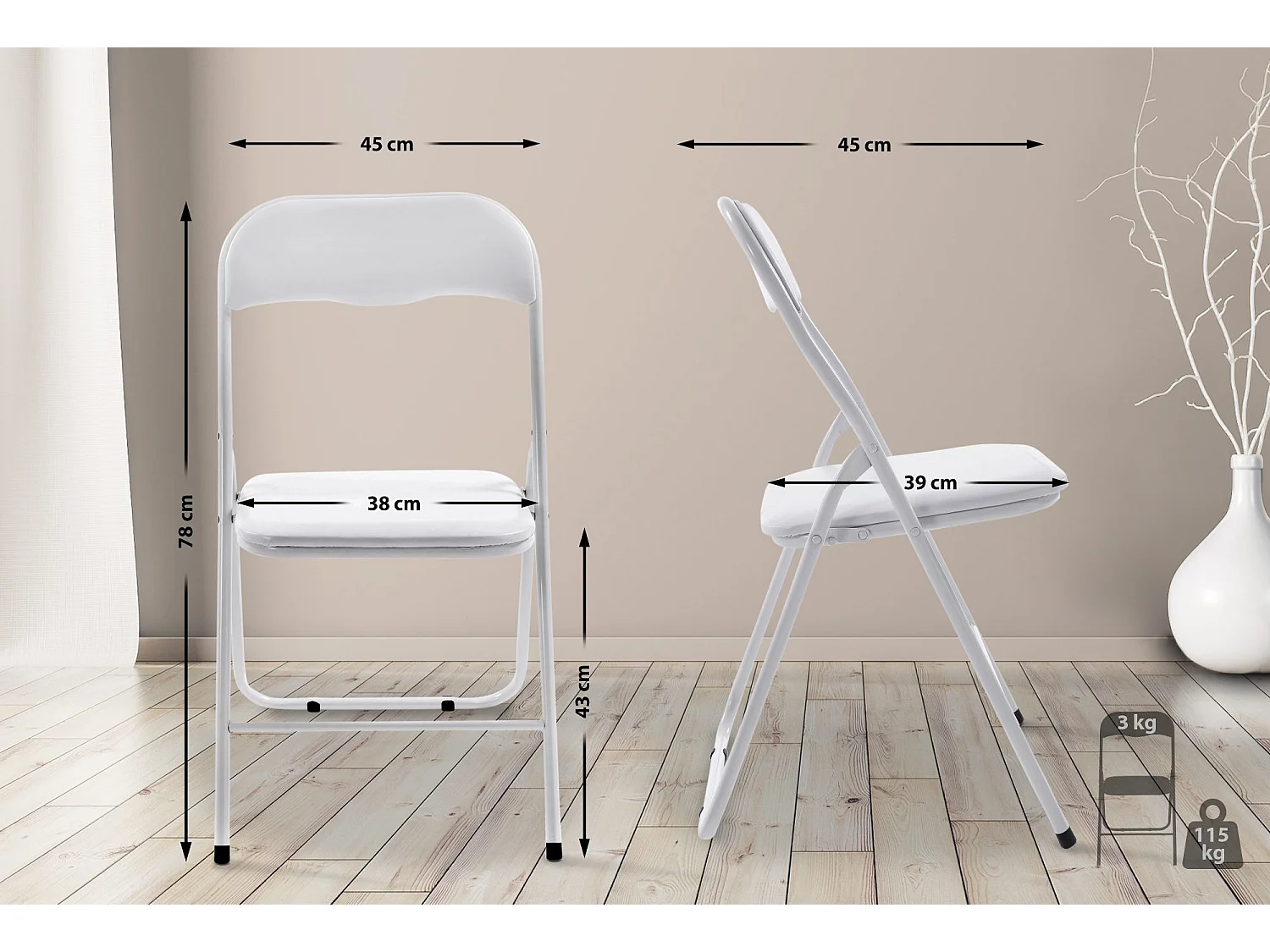 Chaise de conférence - Similicuir & Nature - Blanc / Blanc - Felix