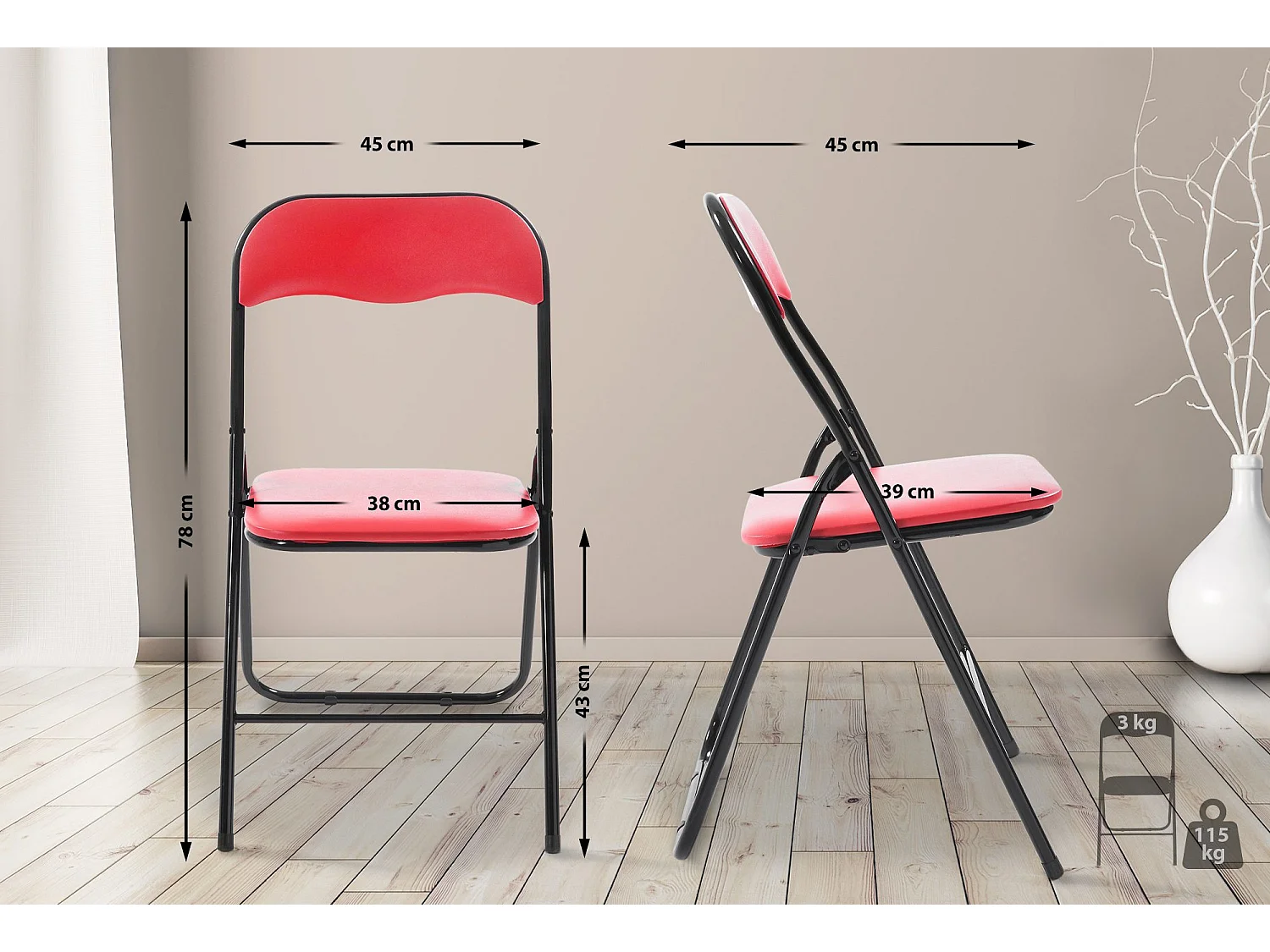 Conferentiestoelen - Kunstleer & natura - rood/zwart - Felix