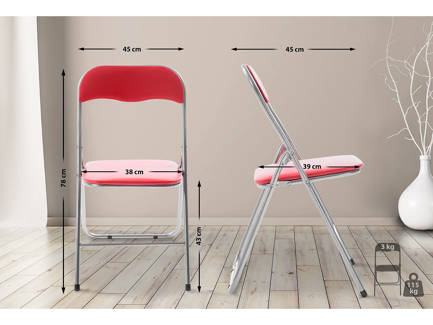 Conferentiestoelen - Kunstleer & natura - rood/zilver - Felix