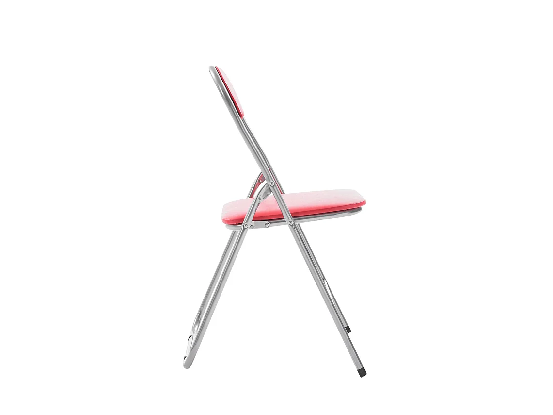 Chaise de conférence - Similicuir & Acier inoxydable - Rouge / Argent - Felix