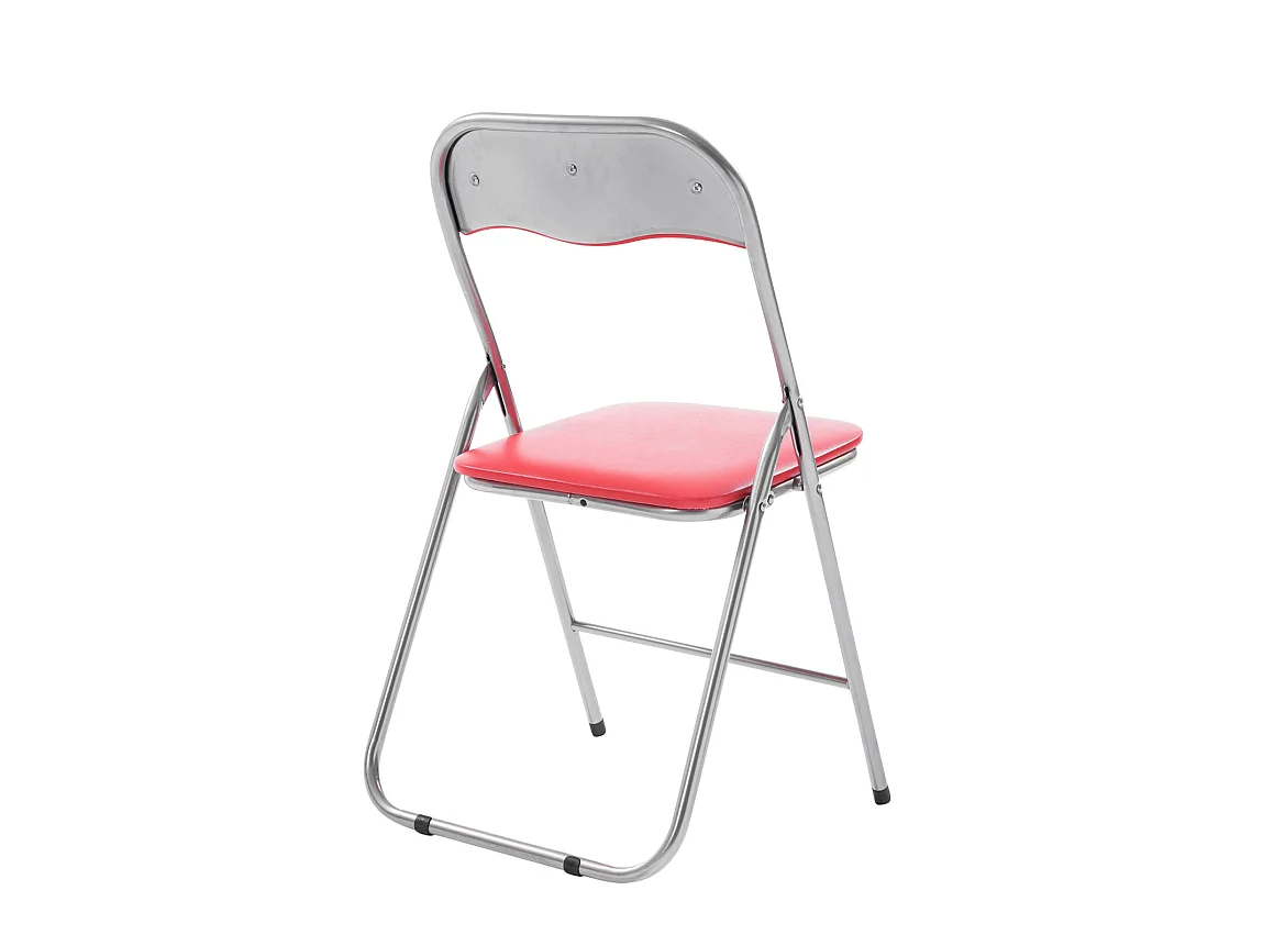 Chaise de conférence - Similicuir & Acier inoxydable - Rouge / Argent - Felix
