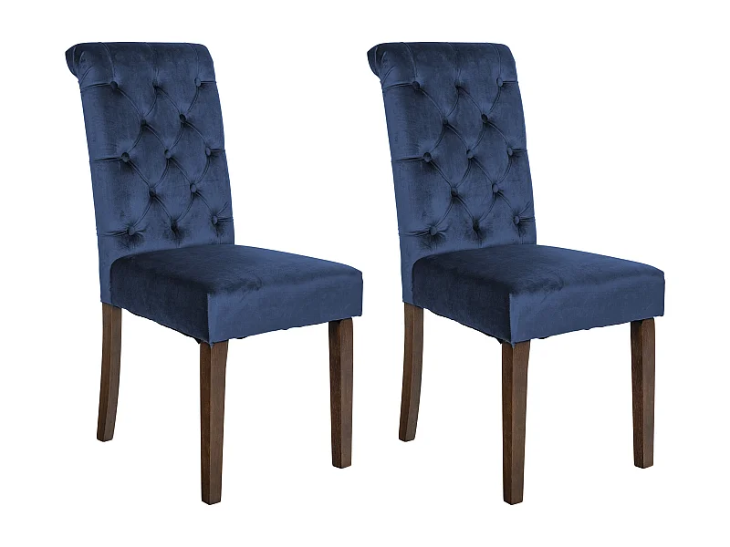 Lot de 2  chaise salle à manger - Velours - Bleu - Lisburn