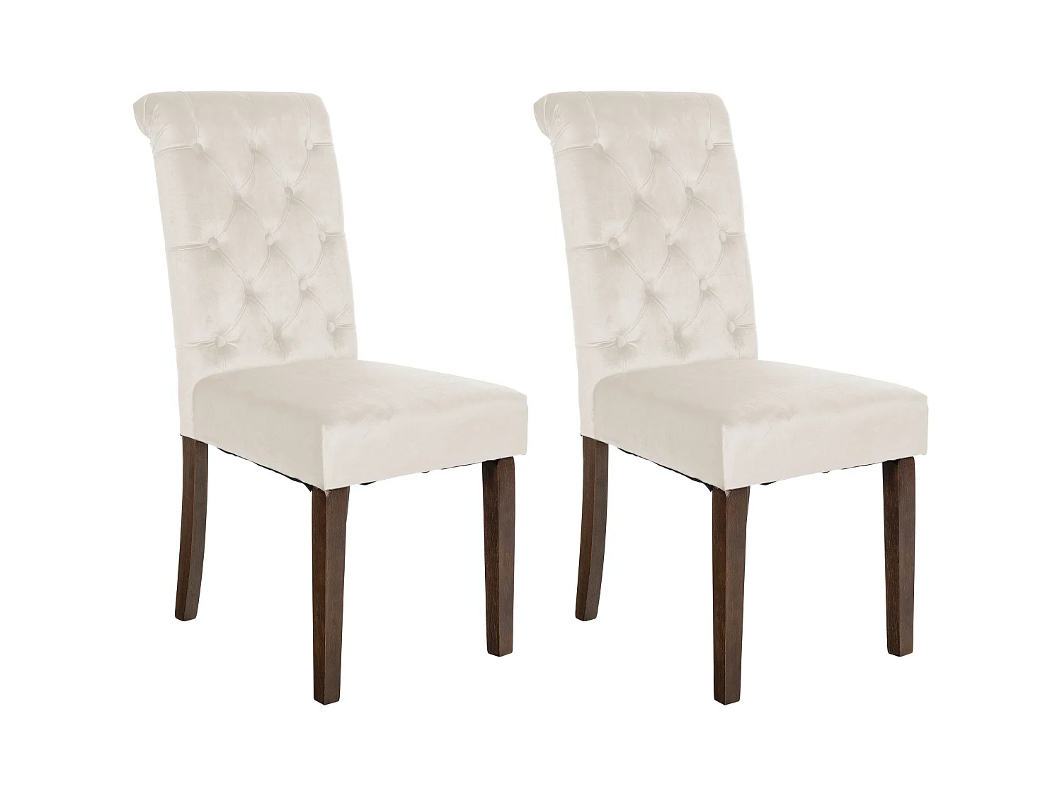 Lot de 2  chaise salle à manger - Velours - Crème - Lisburn