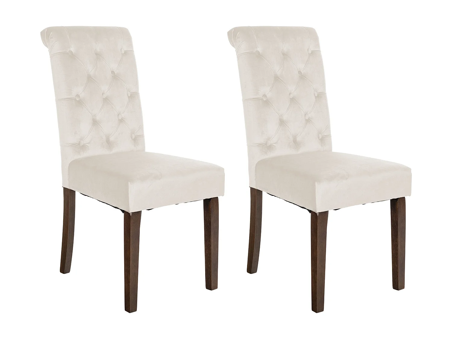 Lot de 2  chaise salle à manger - Velours - Crème - Lisburn