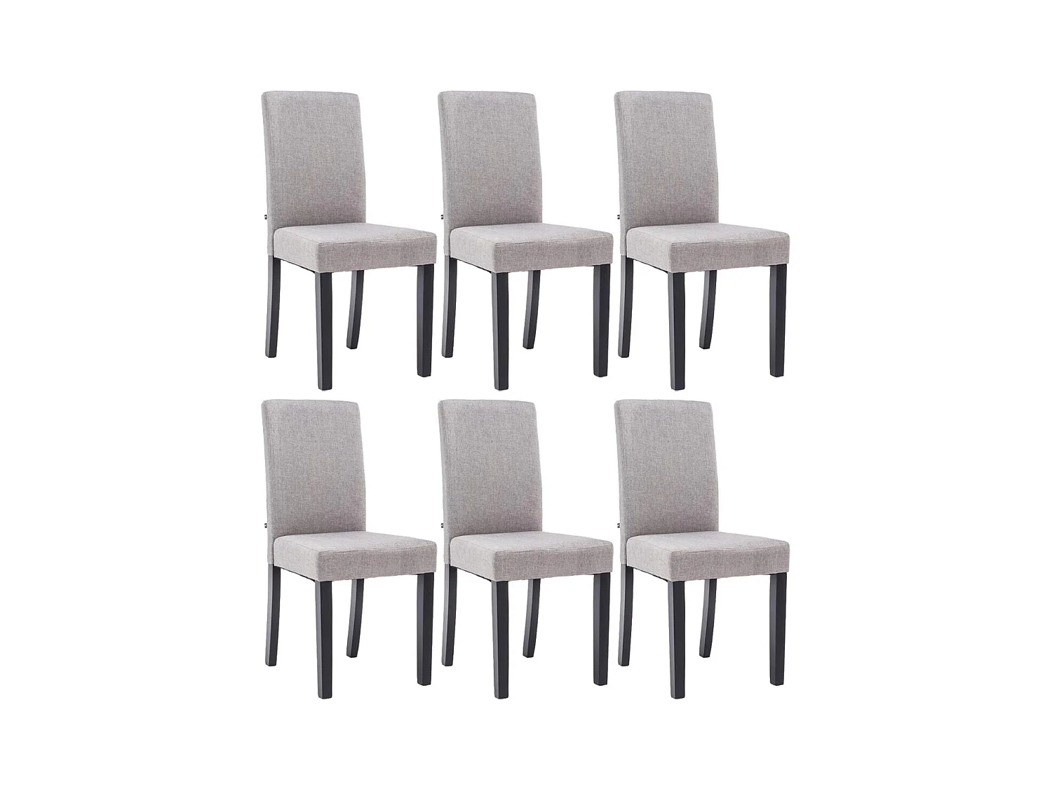 Lot de 6  chaise salle à manger - Tissu & Noir - Gris clair - Ina