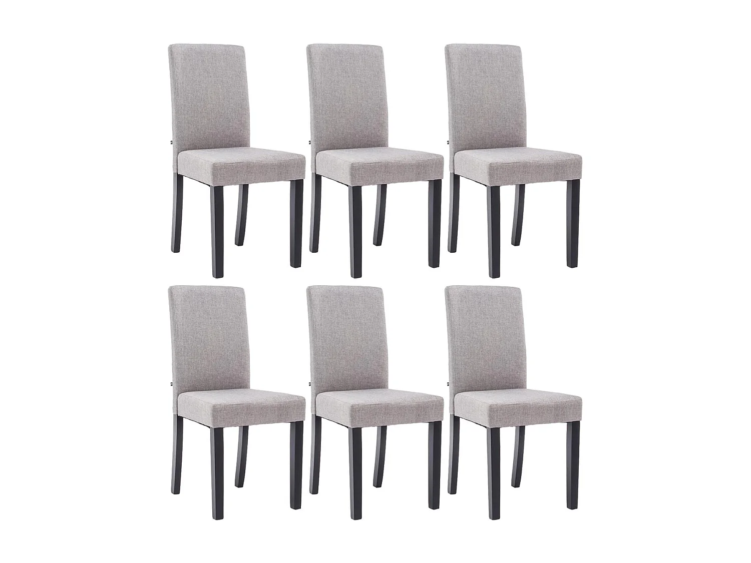 Lot de 6  chaise salle à manger - Tissu & Noir - Gris clair - Ina