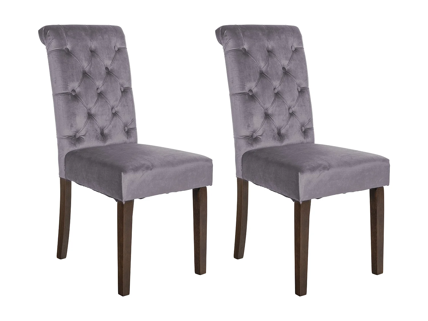 Lot de 2  chaise salle à manger - Velours - Gris foncé - Lisburn