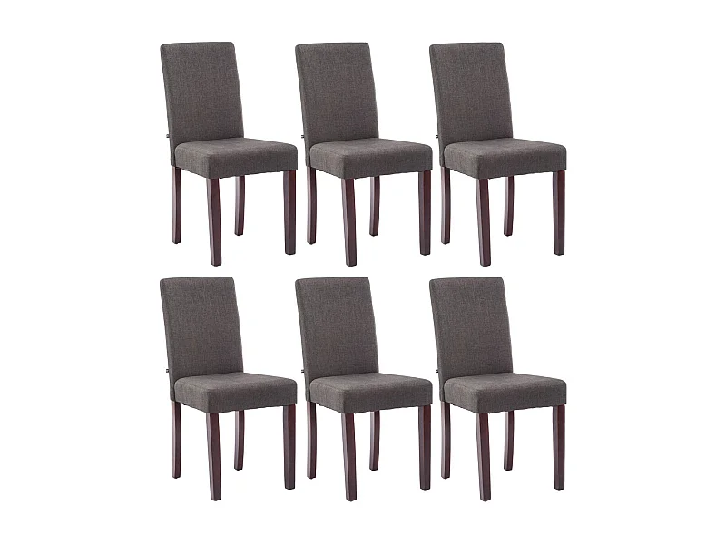 Lot de 6  chaise salle à manger - Tissu & Cappuccino - Gris foncé - Ina
