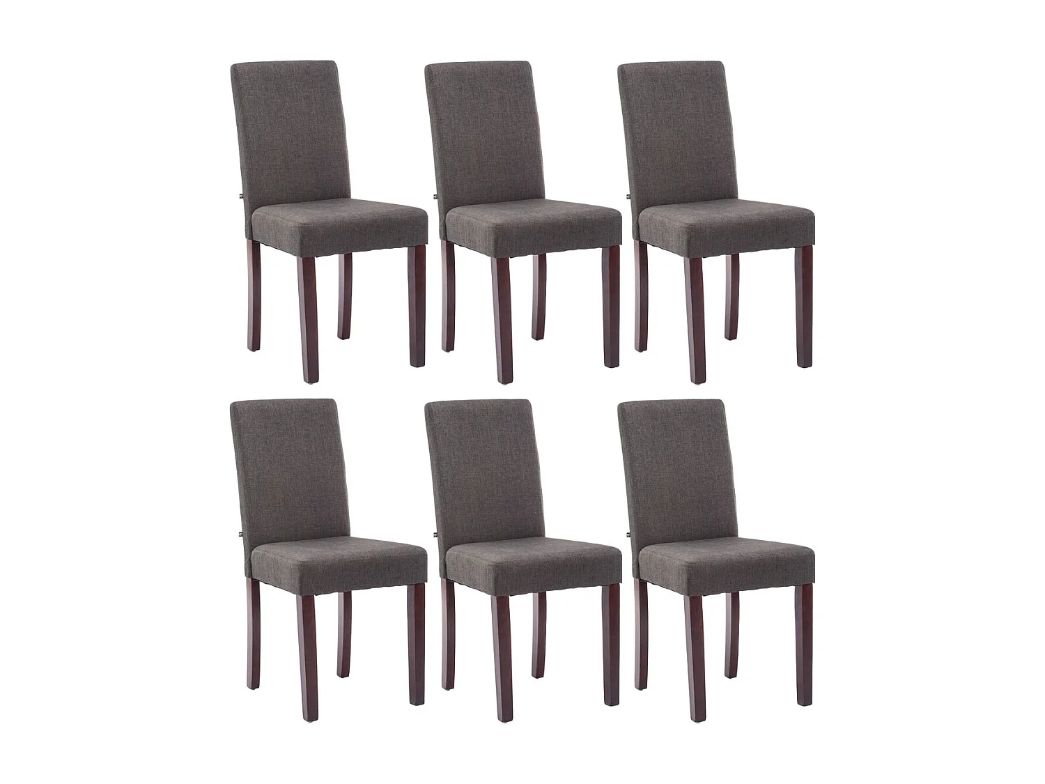 Lot de 6  chaise salle à manger - Tissu & Cappuccino - Gris foncé - Ina