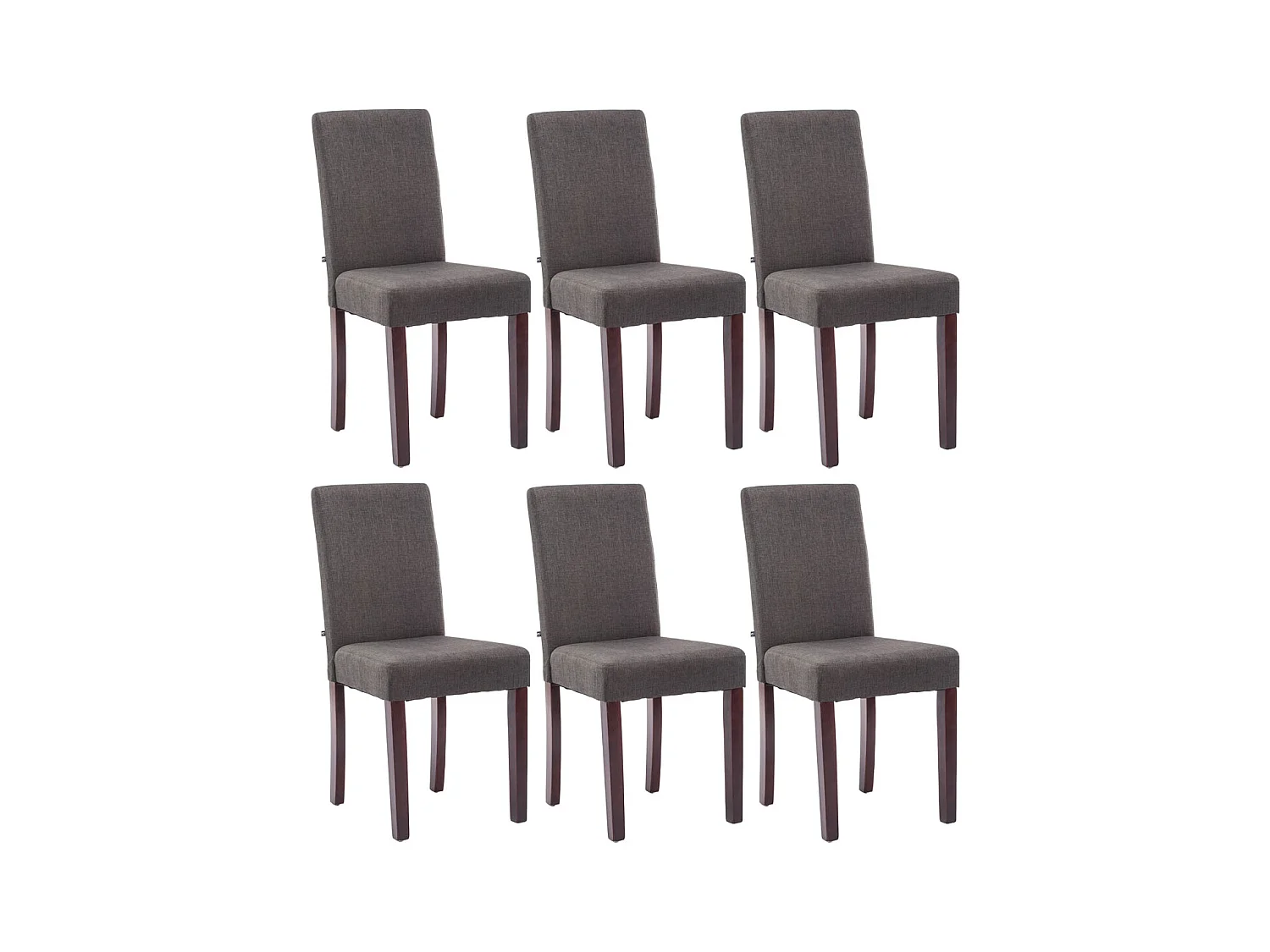 Lot de 6  chaise salle à manger - Tissu & Cappuccino - Gris foncé - Ina