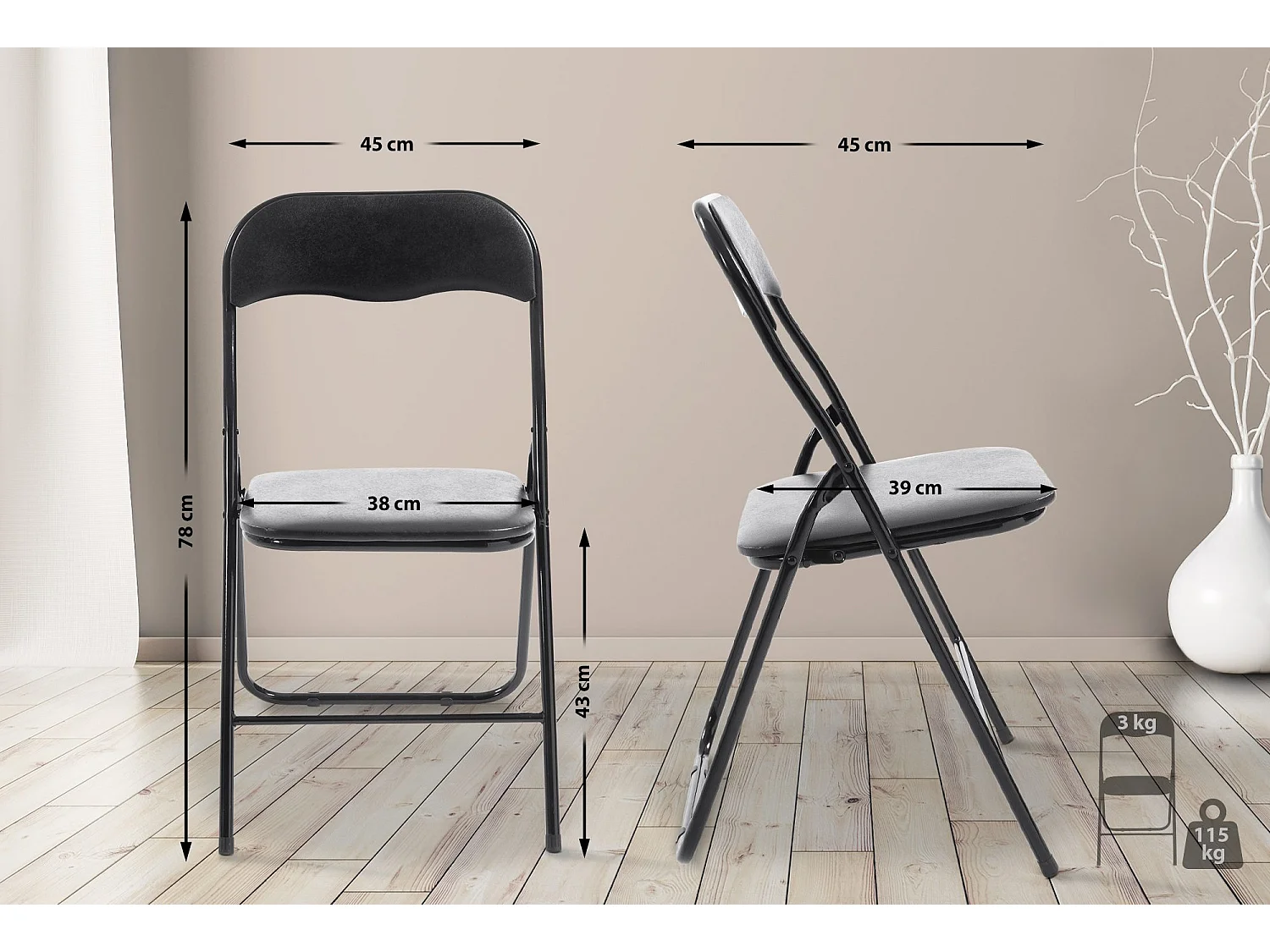 Chaise de conférence - Similicuir & Nature - Noir / Noir - Felix