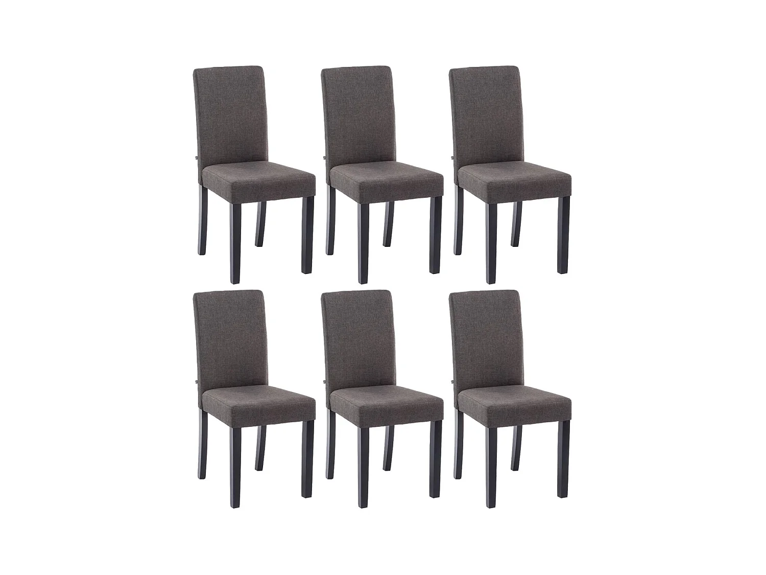 Lot de 6  chaise salle à manger - Tissu & Noir - Gris foncé - Ina