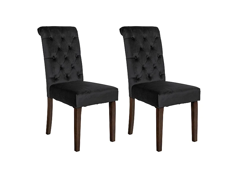 Lot de 2  chaise salle à manger - Velours - Noir - Lisburn