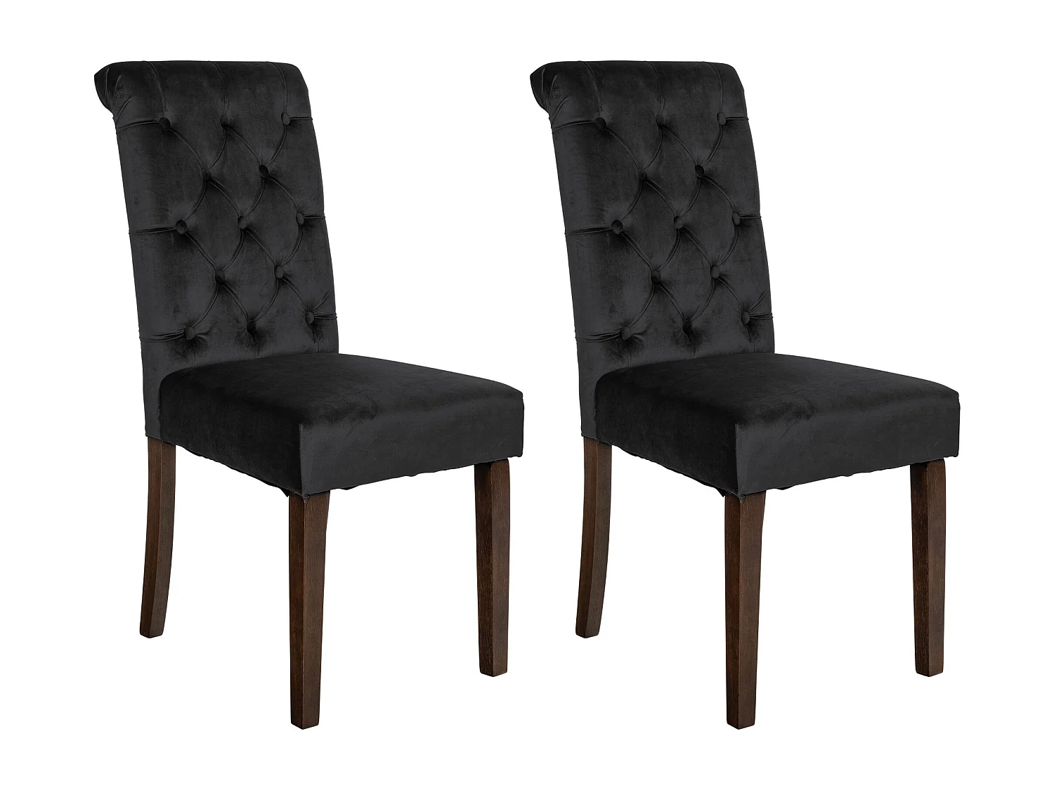 Lot de 2  chaise salle à manger - Velours - Noir - Lisburn