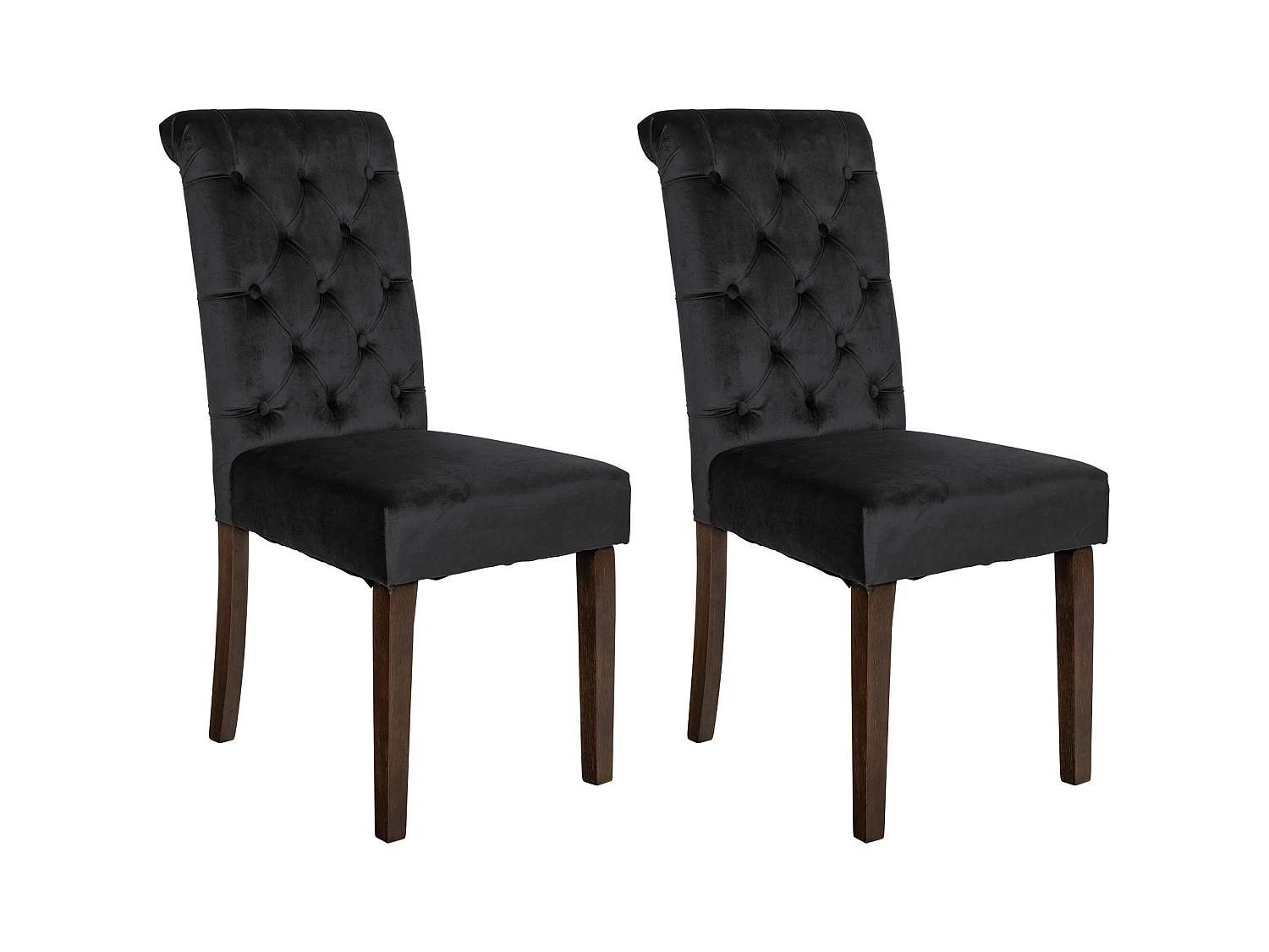 Lot de 2  chaise salle à manger - Velours - Noir - Lisburn